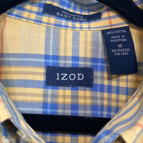 Izod Preppy Saltwater Short Sleeve Business Button Down Plaid Shirt Size M - Picture 5 of 7